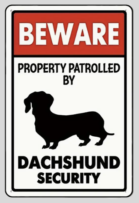 Beware Property Patrolled by Dachshund Security