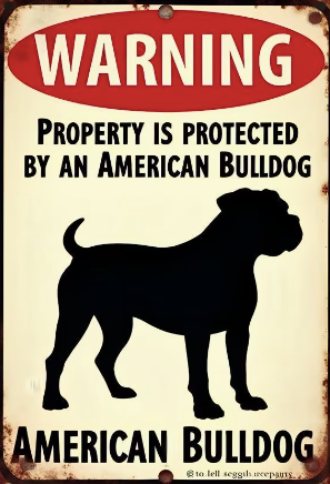 Warning Property Is Protected By An American Bulldog