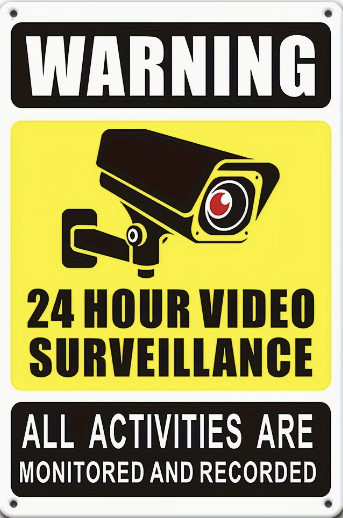 Warning - 24 Hour Video Surveillance, All Activities Are Monitored And Recorded
