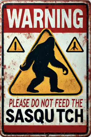 Warning Pease Don't Feed The Sasquatch