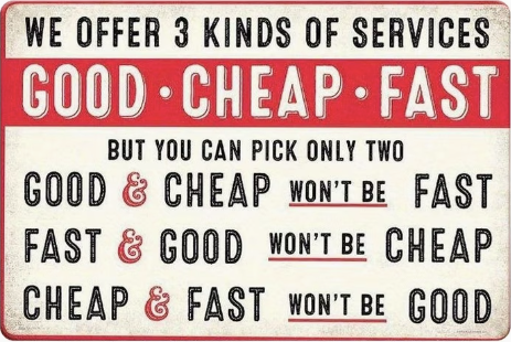 We Offer 3 Kinds of Services: Good - Cheap - Fast