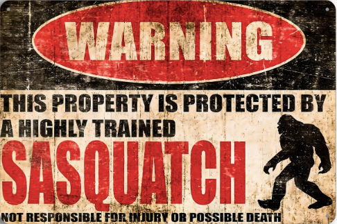 Warning This Property Is Protected By a Highly Trained Sasquatch