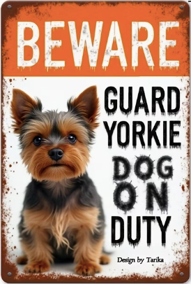 Beware, Guard Yorkie Dog On Duty