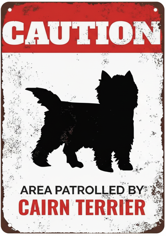 Caution Area Patrolled by Cairn Terrier