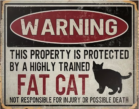 Warning This Propety Is Protected By A Highly Trained Fat Cat