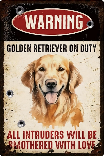 Warning Golden Retriever On Duty, All Intruders Will Be Smothered In Love