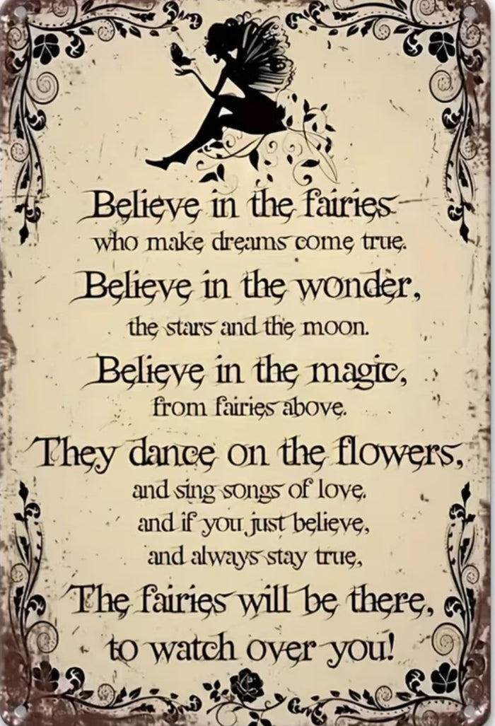 Believe In The Fairies - Magical Inspirational Metal Wall Sign