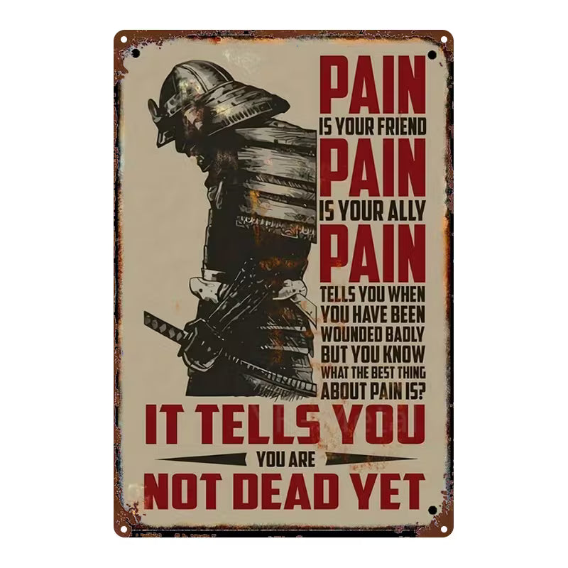 Pain Is Your Friend - Samurai Motivational Sign