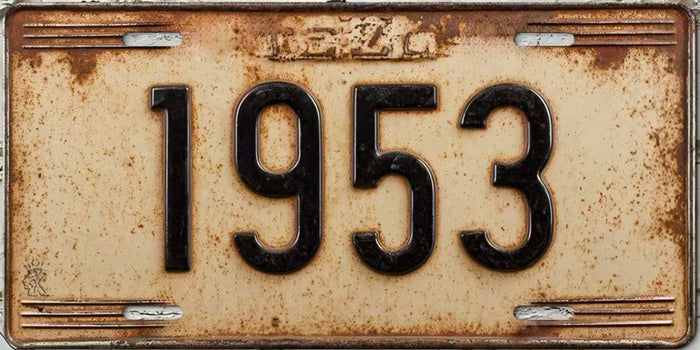 1953 Vintage Distressed License Plate Sign